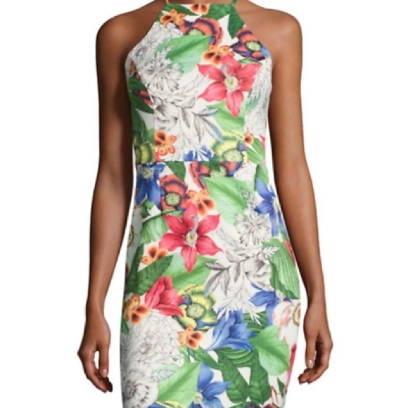 Alexia Admor Dresses & Skirts - ALEXIA ADMOR TROPICAL SLEEVELESS HALTER MIDI DRESS
